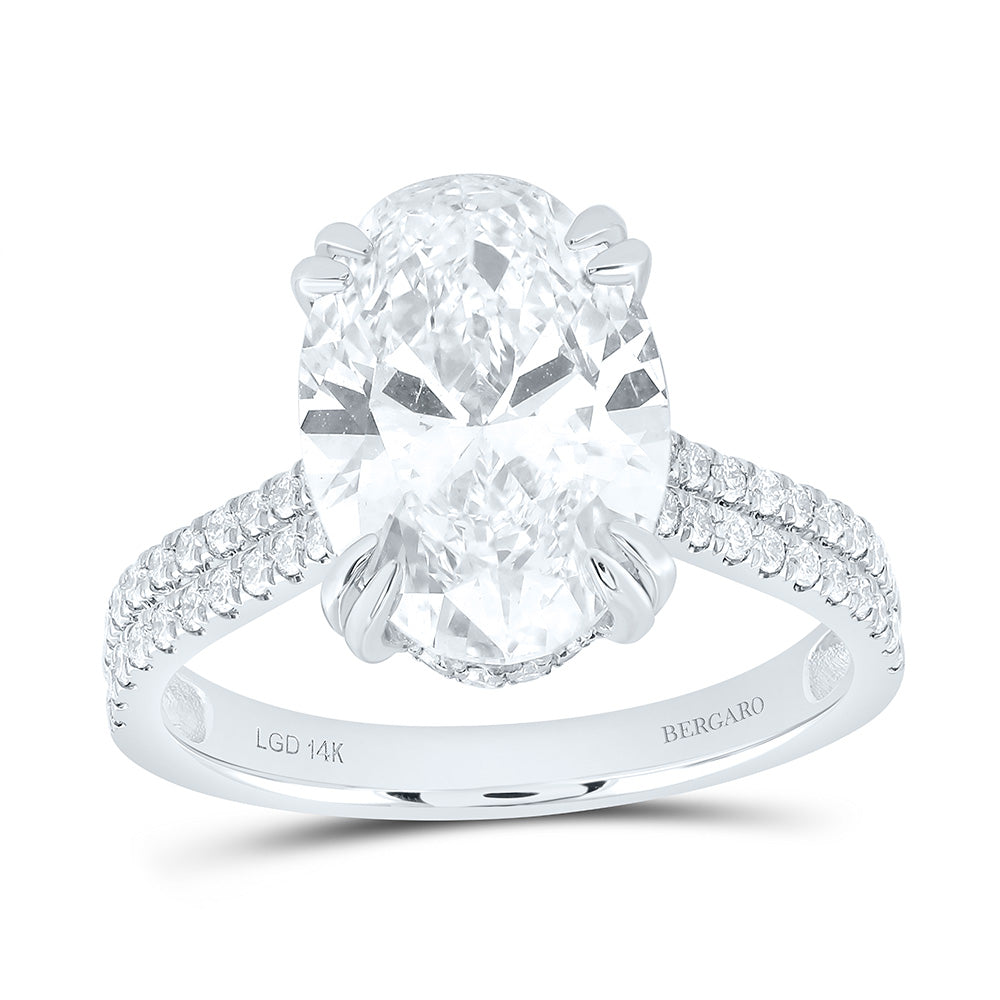 14K Yellow Or White Gold 4 1/2 Cttw Lab Grown Diamond 4 Cttw Center Oval Engagement Ring
