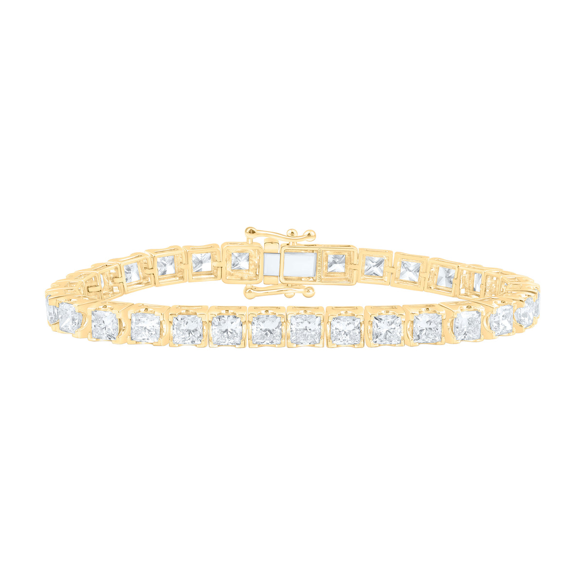 14K Yellow Gold 15 Cttw Lab Grown Diamond  Princess Tennis Bracelet