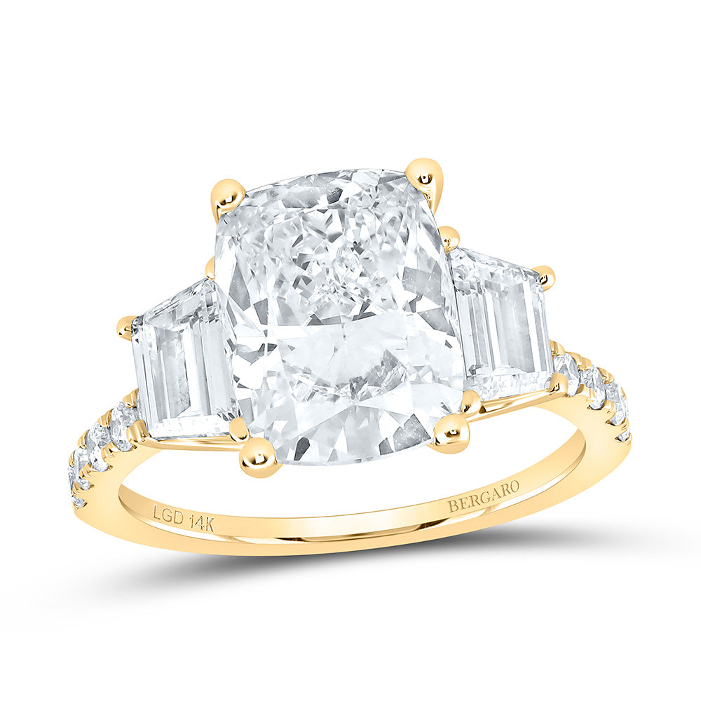 14K Yellow Or White Gold 5 3/8 Cttw Lab Grown Diamond 4 Cttw Center Cushion Engagement Ring