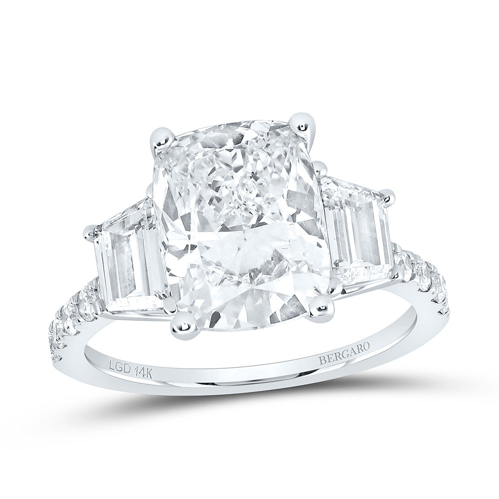 14K Yellow Or White Gold 5 3/8 Cttw Lab Grown Diamond 4 Cttw Center Cushion Engagement Ring