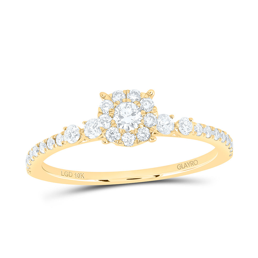 10K Yellow Or White Gold 1/2 Cttw Lab Grown Diamond Fashion Round Promise Ring