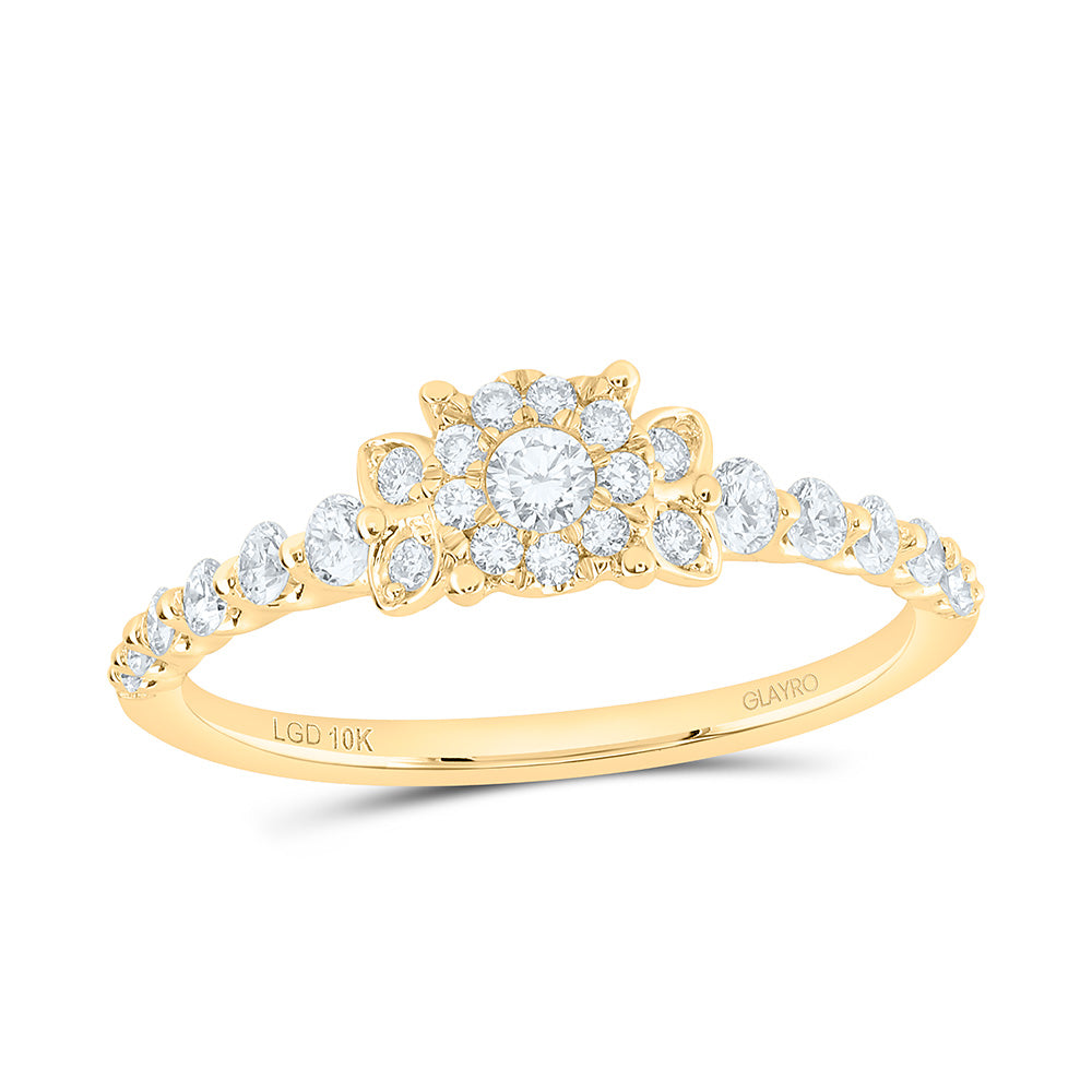 10K Yellow Or White Gold 1/2 Cttw Lab Grown Diamond Fashion Round Promise Ring