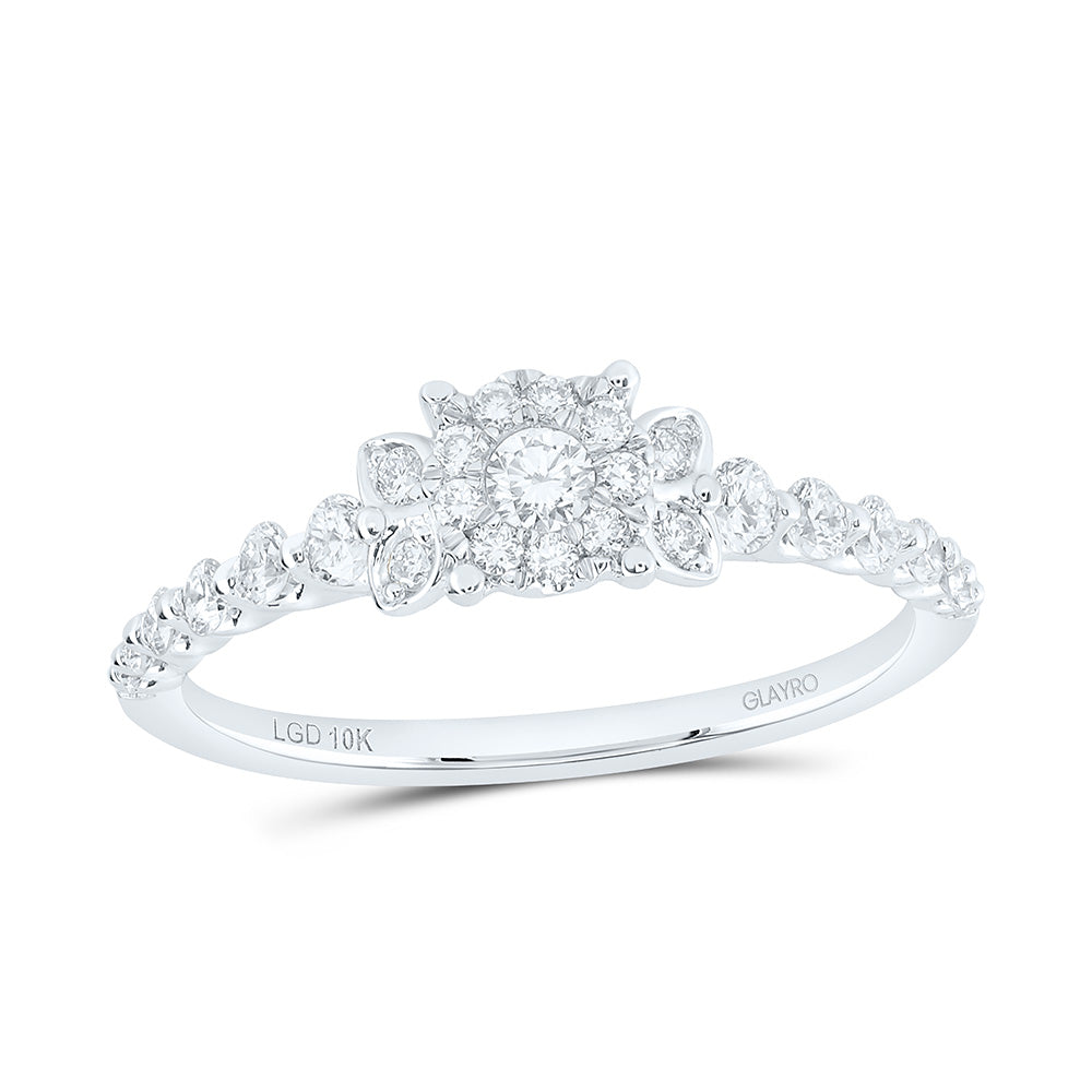 10K Yellow Or White Gold 1/2 Cttw Lab Grown Diamond Fashion Round Promise Ring