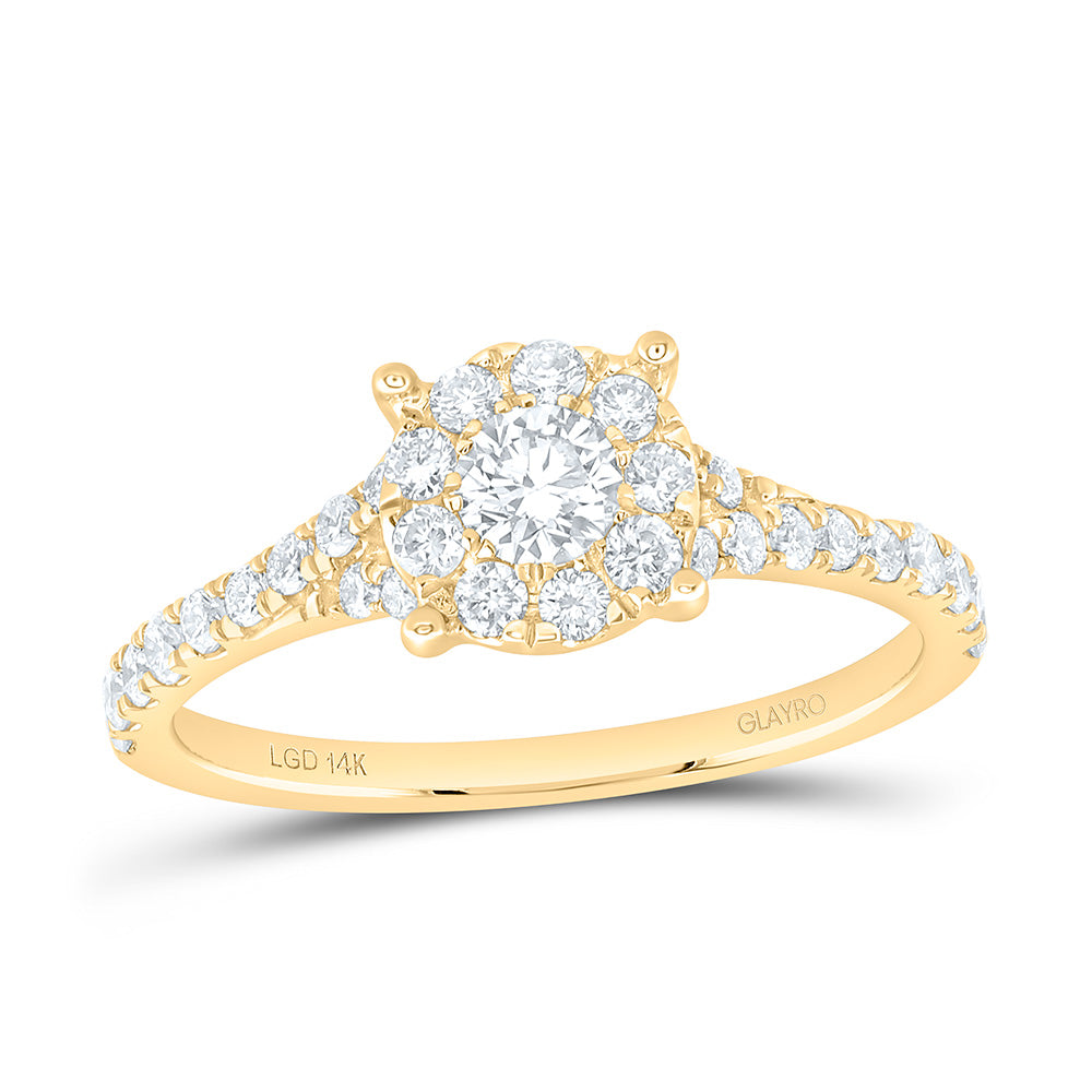 10K Yellow Or White Gold 3/4 Cttw Lab Grown Diamond 1/5 Cttw Center Round Fashion Round Promise Ring