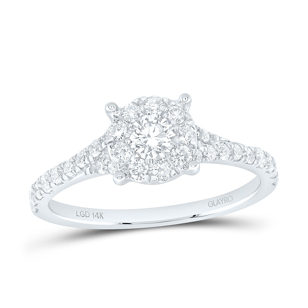 10K Yellow Or White Gold 3/4 Cttw Lab Grown Diamond 1/5 Cttw Center Round Fashion Round Promise Ring