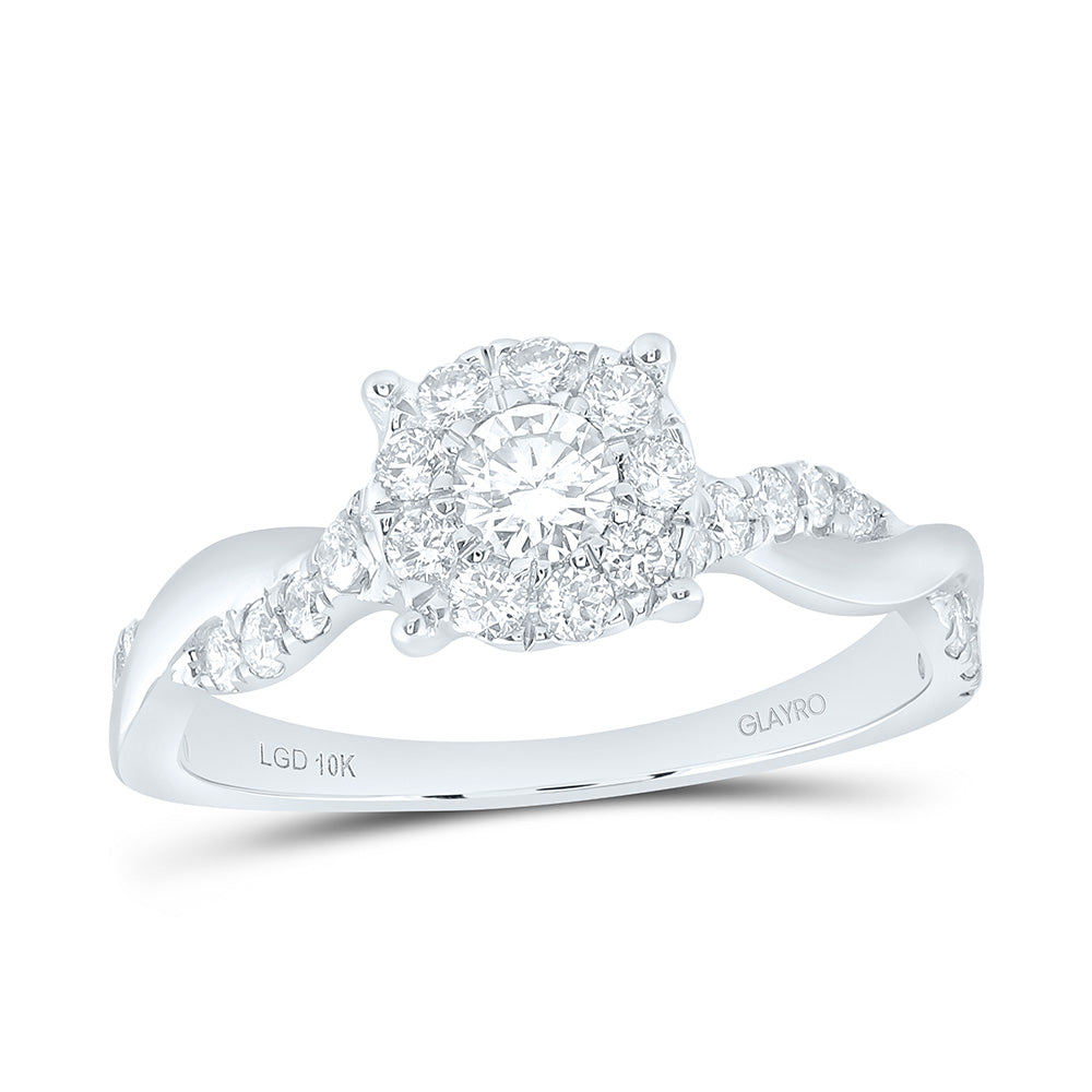 10K Yellow Or White Gold 3/4 Cttw Lab Grown Diamond 1/5 Cttw Center Round Fashion Round Promise Ring