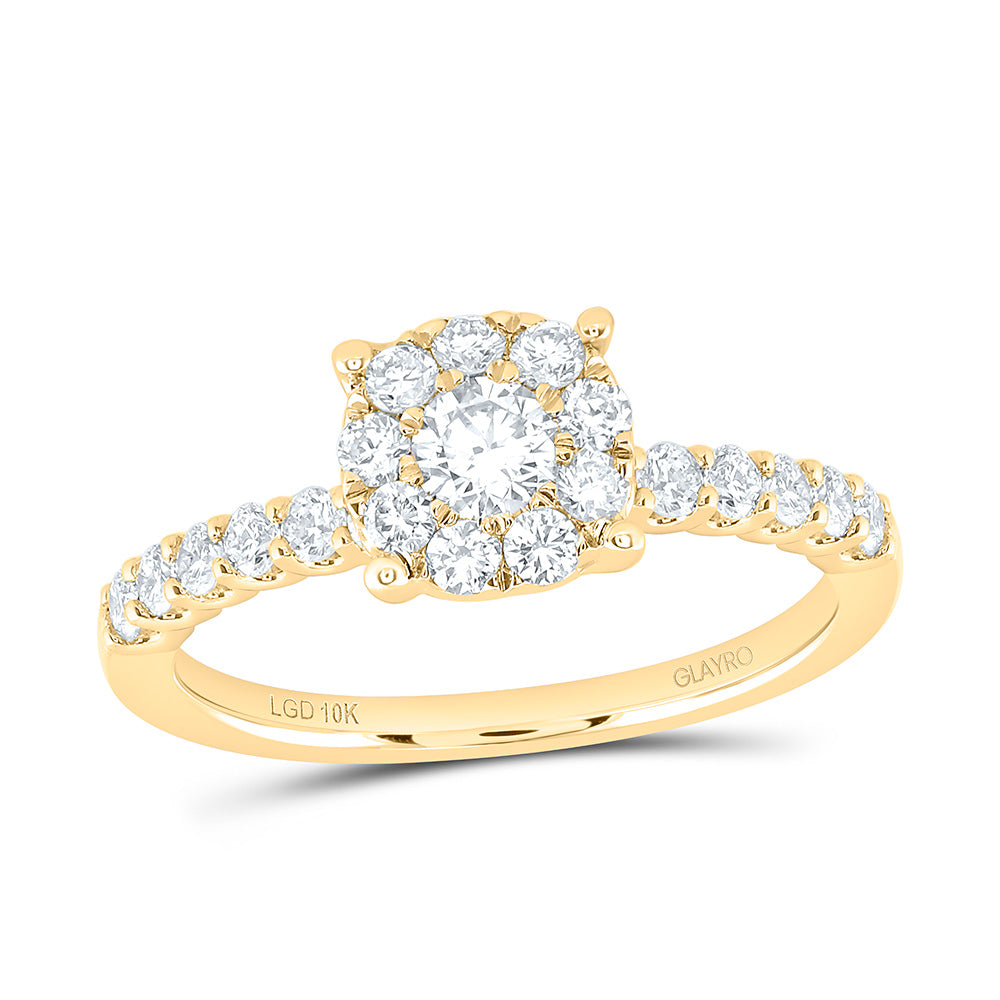 10K Yellow Or White Gold 3/4 Cttw Lab Grown Diamond 1/5 Cttw Center Round Fashion Round Promise Ring