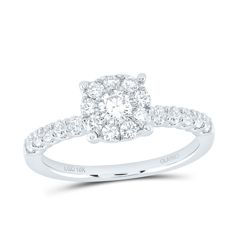 10K Yellow Or White Gold 3/4 Cttw Lab Grown Diamond 1/5 Cttw Center Round Fashion Round Promise Ring