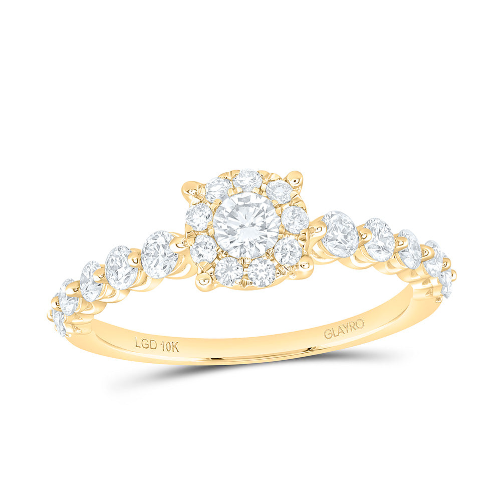 10K Yellow Or White Gold 3/4 Cttw Lab Grown Diamond Fashion Round Promise Ring