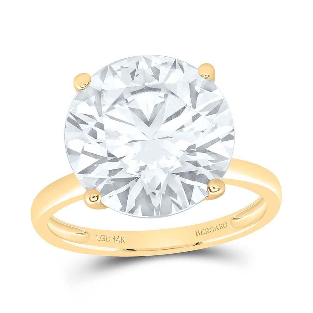 14K Yellow Gold 8 Cttw Lab Grown Diamond Round Solitaire Ring