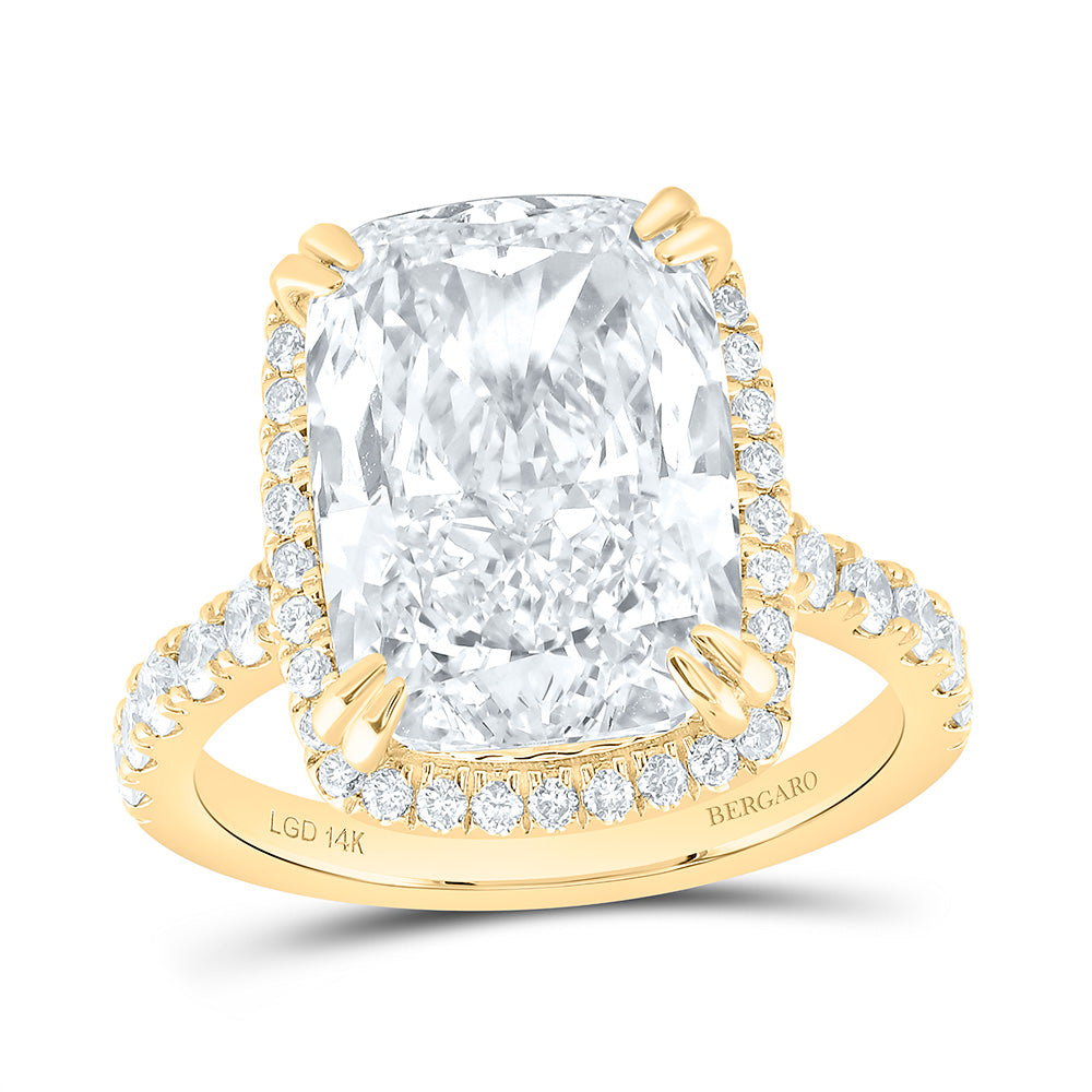 14K Yellow Gold 8 3/4 Cttw Lab Grown Diamond 8 Cttw Center Cushion Engagement Ring