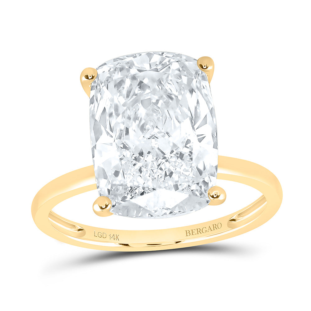 14K Yellow Or White Gold 6 Cttw Lab Grown Diamond Elongated Cushion Solitaire Ring