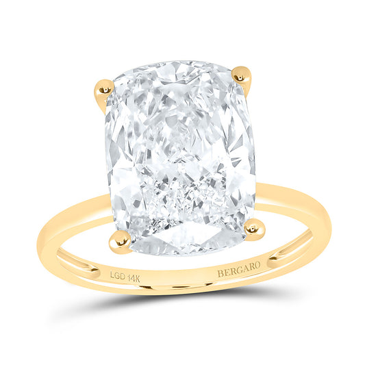 14K Yellow Or White Gold 6 Cttw Lab Grown Diamond Elongated Cushion Solitaire Ring