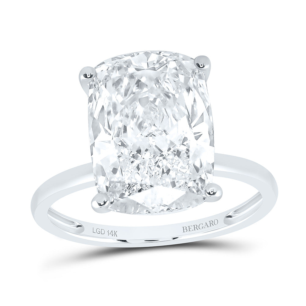 14K Yellow Or White Gold 6 Cttw Lab Grown Diamond Elongated Cushion Solitaire Ring