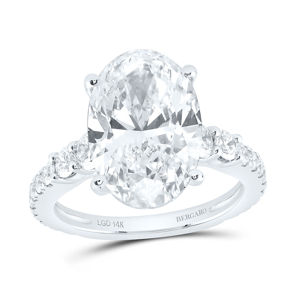 14K Yellow Or White Gold 7 Cttw Lab Grown Diamond 6 Cttw Center Oval Engagement Ring