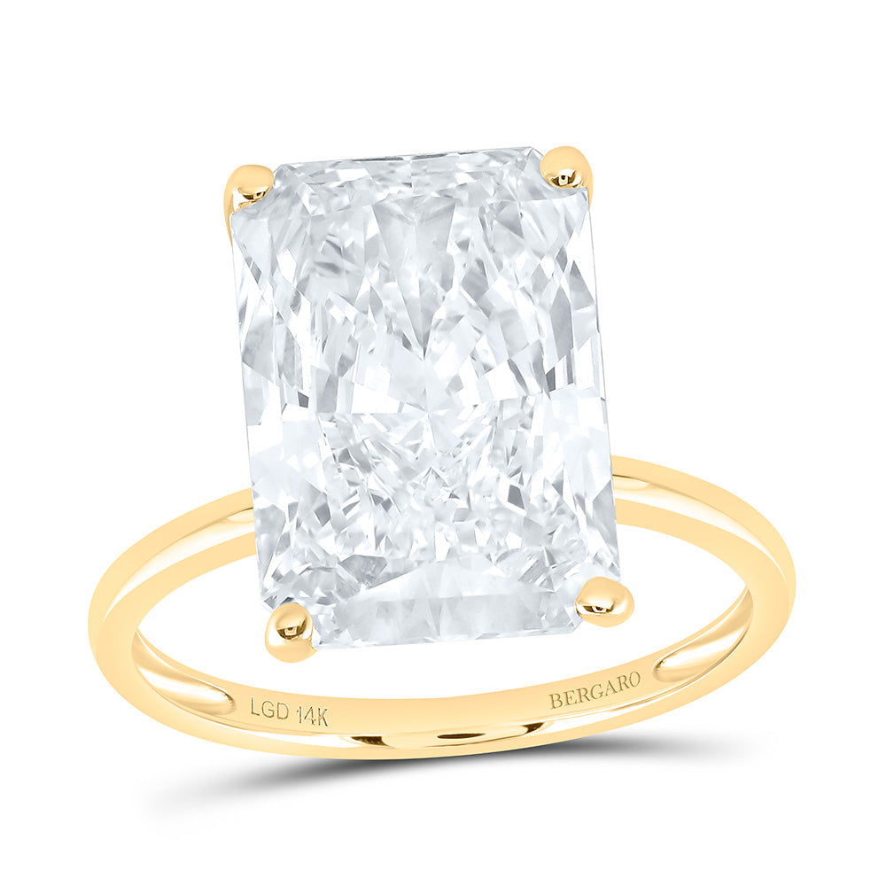 14K Yellow Gold 7 1/5 Cttw Lab Grown Diamond 7 Cttw Center Radiant Engagement Ring