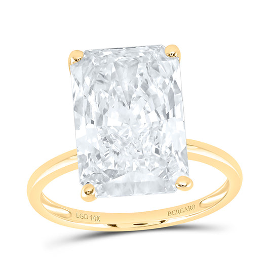 14K Yellow Gold 7 1/5 Cttw Lab Grown Diamond 7 Cttw Center Radiant Engagement Ring