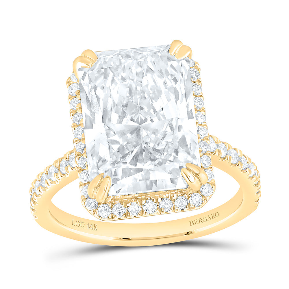 14K Yellow Gold 7 1/2 Cttw Lab Grown Diamond 7 Cttw Center Radiant Engagement Ring