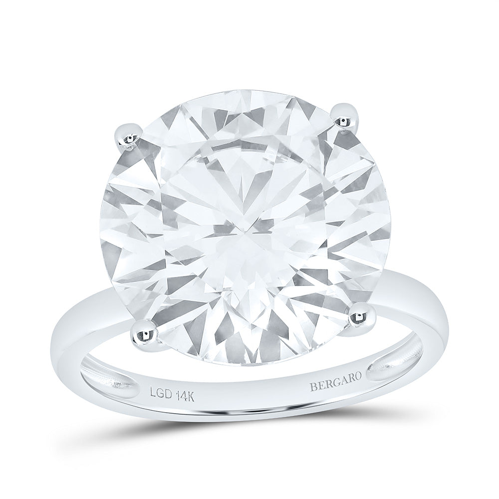 14K White Gold 10 Cttw Lab Grown Diamond Round Solitaire Ring