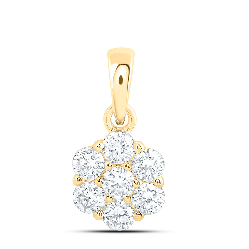 10K Yellow Or White Gold 1/2 Cttw Lab Grown Diamond Fashion Flower Pendant