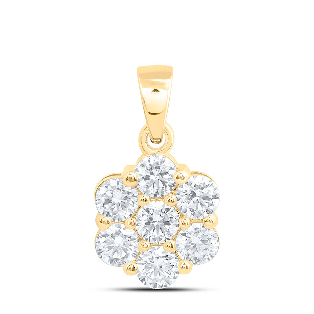 10K Yellow Or White Gold 1 Cttw Lab Grown Diamond Fashion Flower Pendant