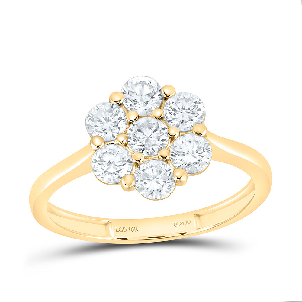 10K Yellow Or White Gold 1 Cttw Lab Grown Diamond Fashion Flower Ring