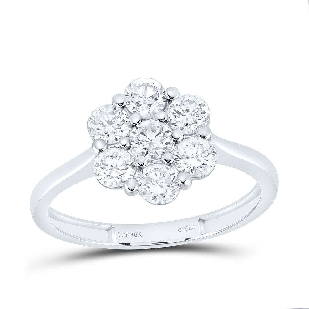10K Yellow Or White Gold 1 Cttw Lab Grown Diamond Fashion Flower Ring