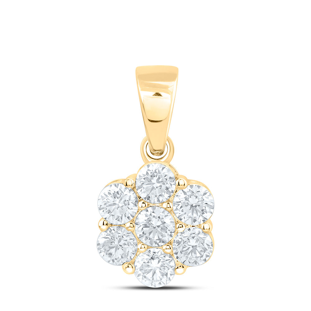 10K Yellow Or White Gold 1 1/2 Cttw Lab Grown Diamond Fashion Flower Pendant