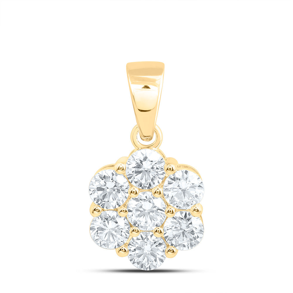 10K Yellow Or White Gold 2 Cttw Lab Grown Diamond Fashion Flower Pendant