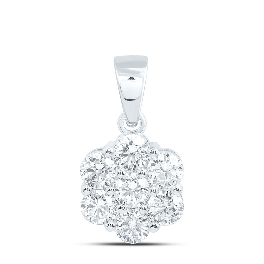 10K Yellow Or White Gold 2 Cttw Lab Grown Diamond Fashion Flower Pendant