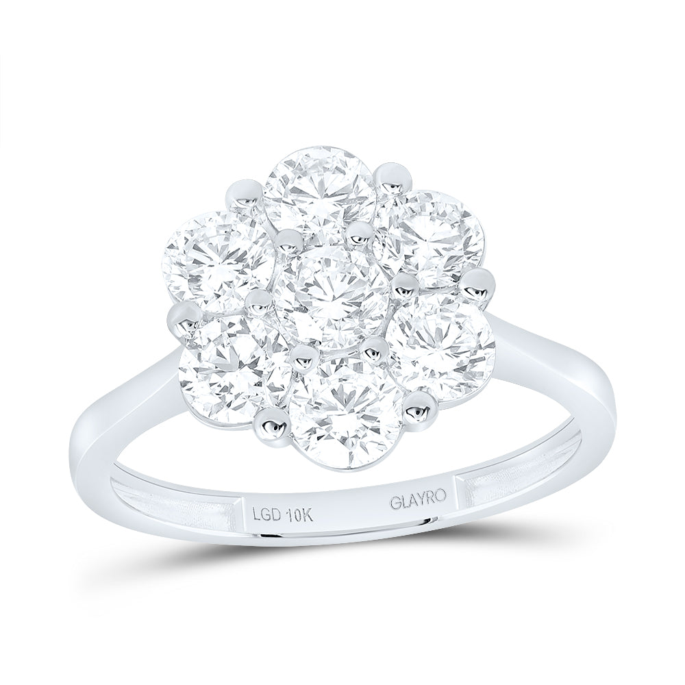 10K Yellow Or White Gold 2 Cttw Lab Grown Diamond Fashion Flower Ring