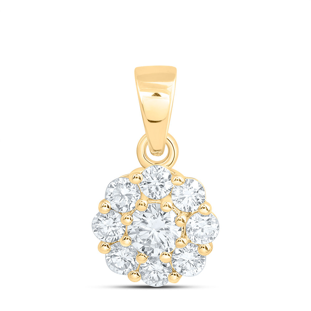 10K Yellow Or White Gold 1/2 Cttw Lab Grown Diamond Fashion Flower Pendant