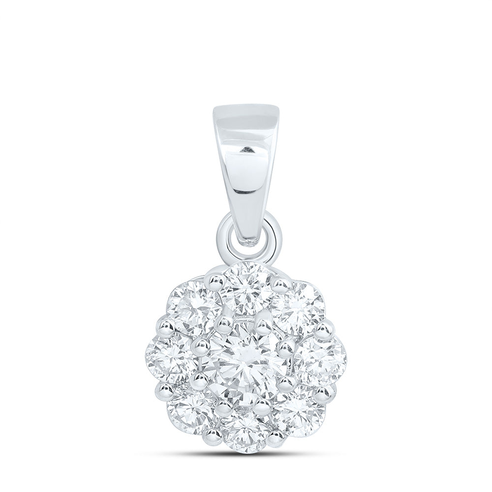 10K Yellow Or White Gold 1/2 Cttw Lab Grown Diamond Fashion Flower Pendant