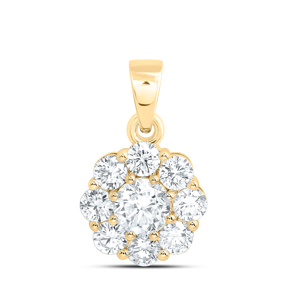 10K Yellow Or White Gold 1 Cttw Lab Grown Diamond Fashion Flower Pendant