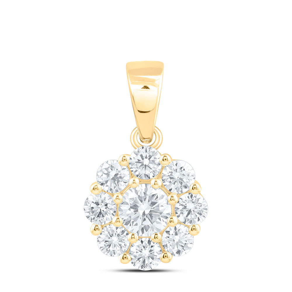 10K Yellow Or White Gold 1 1/2 Cttw Lab Grown Diamond Fashion Flower Pendant