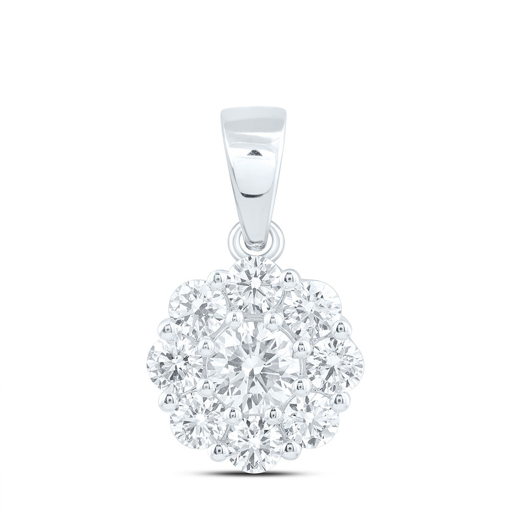10K Yellow Or White Gold 1 1/2 Cttw Lab Grown Diamond Fashion Flower Pendant