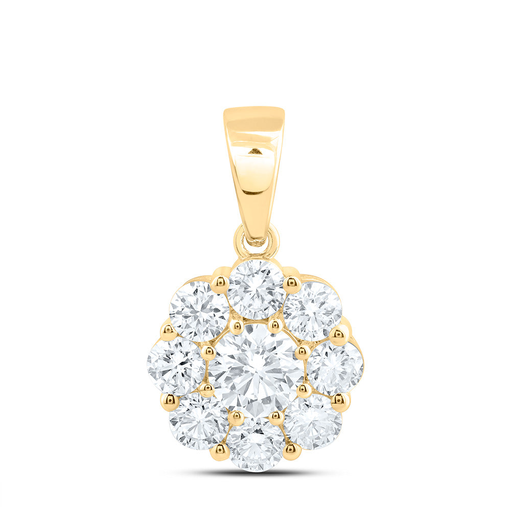 10K Yellow Or White Gold 2 Cttw Lab Grown Diamond Fashion Flower Pendant