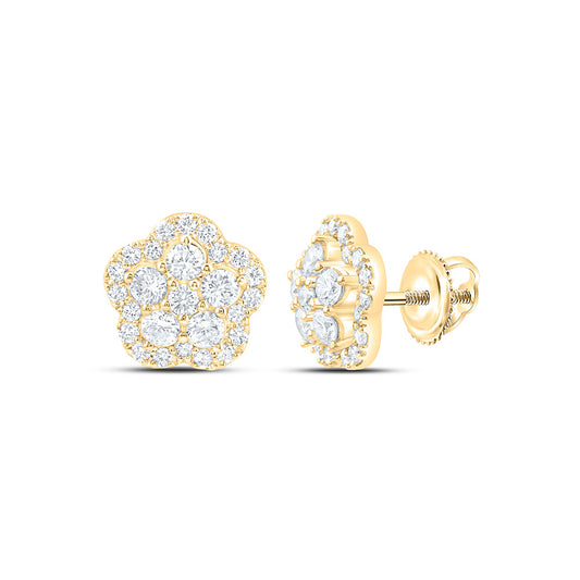 10K Yellow Or White Gold 1 Cttw Lab Grown Diamond Fashion Flower Earring