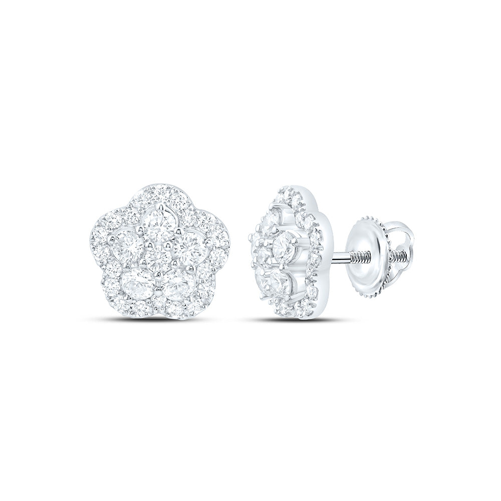 10K Yellow Or White Gold 1 Cttw Lab Grown Diamond Fashion Flower Earring