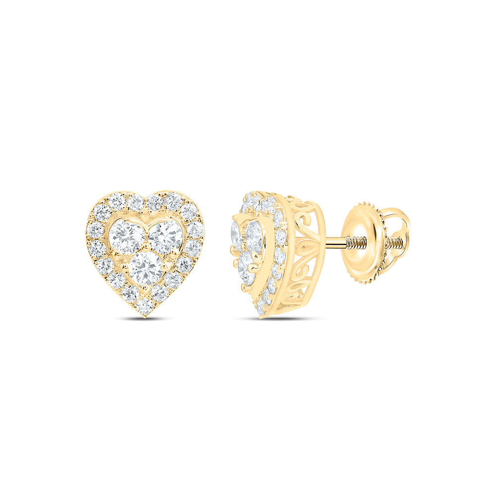 10K Yellow Or White Gold 3/4 Cttw Lab Grown Diamond Fashion Heart Earring