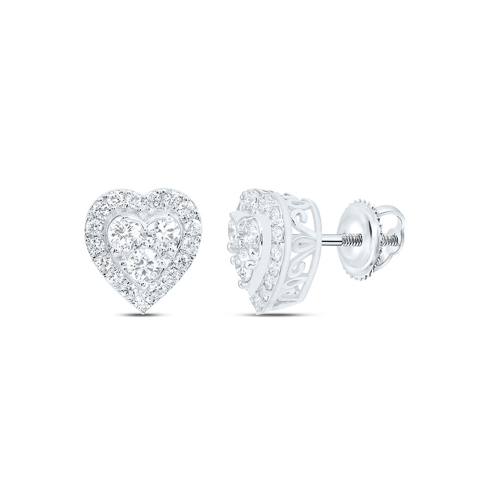 10K Yellow Or White Gold 3/4 Cttw Lab Grown Diamond Fashion Heart Earring