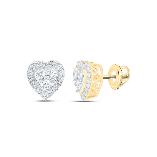 10K Yellow Gold 3/4 Cttw Lab Grown Diamond Fashion Heart Earring