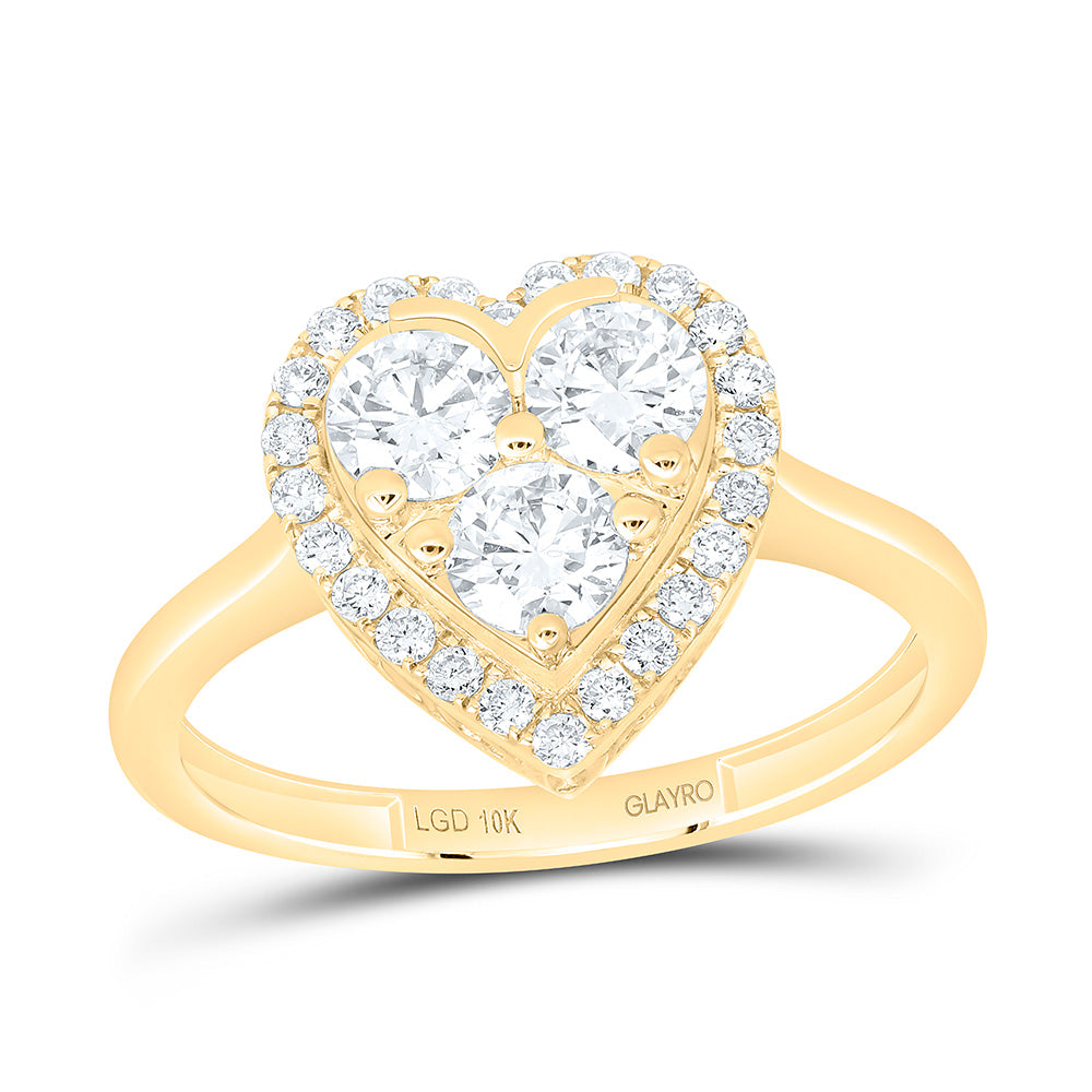 10K Yellow Or White Gold 1 Cttw Lab Grown Diamond Fashion Heart Ring