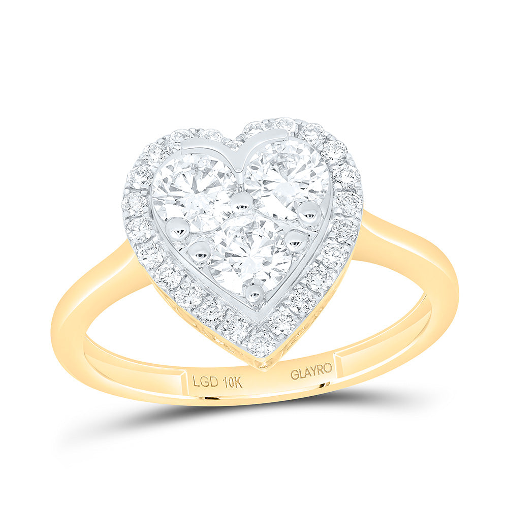 10K Yellow Gold 1 Cttw Lab Grown Diamond Fashion Heart Ring