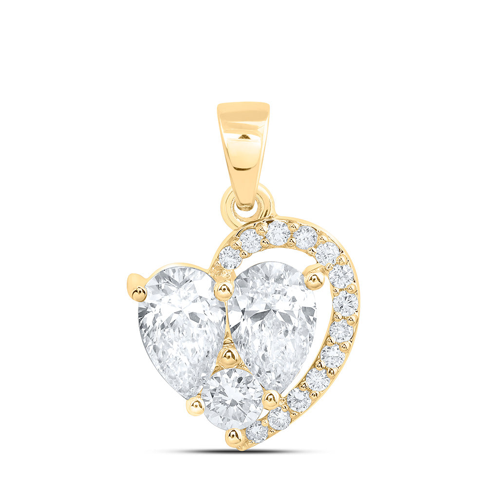 10K Yellow Or White Gold 1 1/2 Cttw Lab Grown Diamond Fashion Heart Pendant