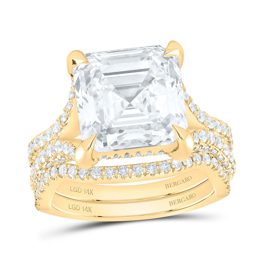 14K Yellow Or White Gold 9 1/4 Cttw Lab Grown Diamond 8 Cttw Center Asscher Bridal Set