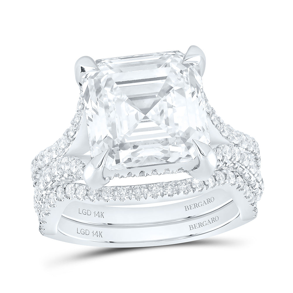 14K Yellow Or White Gold 9 1/4 Cttw Lab Grown Diamond 8 Cttw Center Asscher Bridal Set
