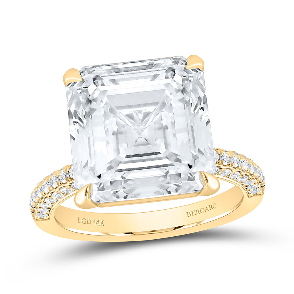 14K Yellow Or White Gold 10 1/2 Cttw Lab Grown Diamond 10 Cttw Center Asscher Engagement Ring