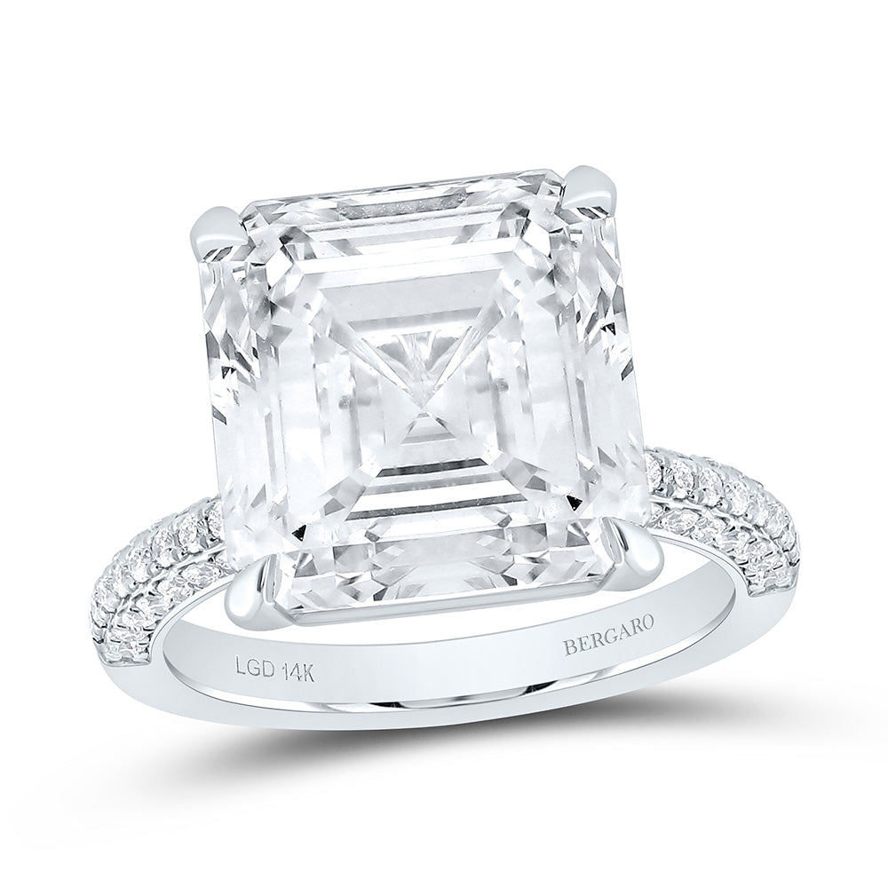14K Yellow Or White Gold 10 1/2 Cttw Lab Grown Diamond 10 Cttw Center Asscher Engagement Ring