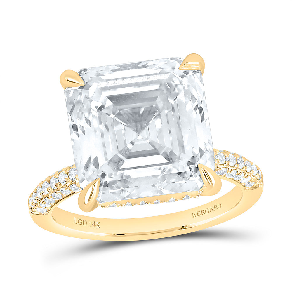 14K Yellow Or White Gold 10 1/2 Cttw Lab Grown Diamond 10 Cttw Center Asscher Engagement Ring